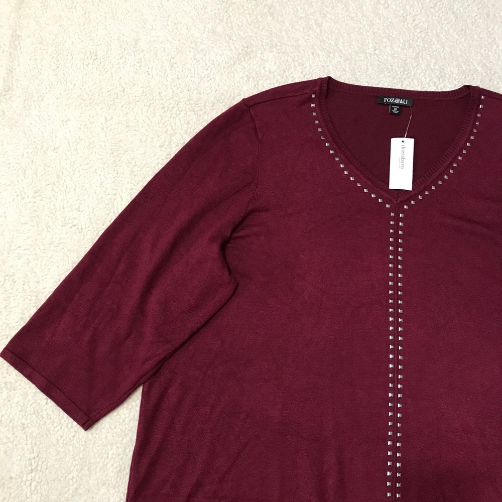 Roz & Ali Knit Top Studded Stretchy Size 3X - Picture 4 of 13